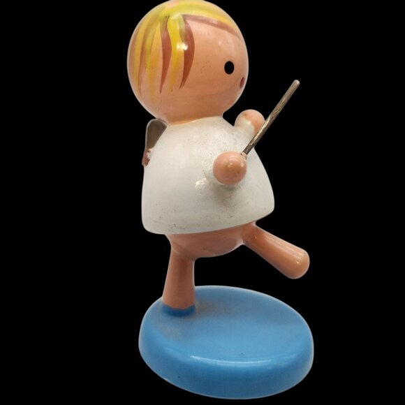 5 Wood Angel Musical Christmas Figurines Goula Spain Erzgebirge 2" Vintage READ - Picture 9 of 9